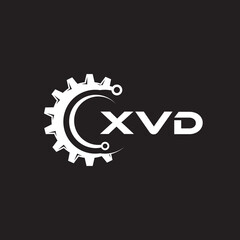 XVD letter technology logo design on black background. XVD creative initials letter IT logo concept. XVD setting shape design.
