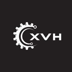 XVH letter technology logo design on black background. XVH creative initials letter IT logo concept. XVH setting shape design.
