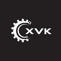 XVK letter technology logo design on black background. XVK creative initials letter IT logo concept. XVK setting shape design.
