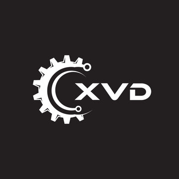 XVD letter technology logo design on black background. XVD creative initials letter IT logo concept. XVD setting shape design.
