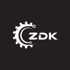ZDK letter technology logo design on black background. ZDK creative initials letter IT logo concept. ZDK setting shape design.
