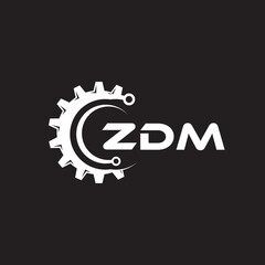 ZDM letter technology logo design on black background. ZDM creative initials letter IT logo concept. ZDM setting shape design.
