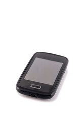 vintage mobile phone with blank screen isolated on white background