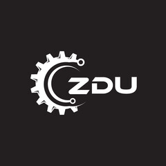 ZDU letter technology logo design on black background. ZDU creative initials letter IT logo concept. ZDU setting shape design.
