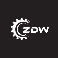 ZDW letter technology logo design on black background. ZDW creative initials letter IT logo concept. ZDW setting shape design.
