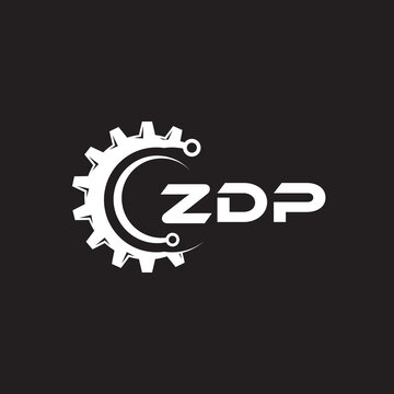 ZDP letter technology logo design on black background. ZDP creative initials letter IT logo concept. ZDP setting shape design.
