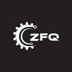 ZFQ letter technology logo design on black background. ZFQ creative initials letter IT logo concept. ZFQ setting shape design.
