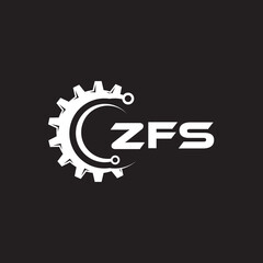 ZFS letter technology logo design on black background. ZFS creative initials letter IT logo concept. ZFS setting shape design.
