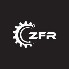 ZFR letter technology logo design on black background. ZFR creative initials letter IT logo concept. ZFR setting shape design.
