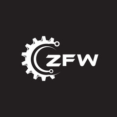 ZFW letter technology logo design on black background. ZFW creative initials letter IT logo concept. ZFW setting shape design.
