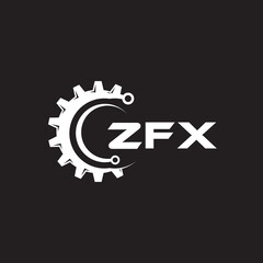 ZFX letter technology logo design on black background. ZFX creative initials letter IT logo concept. ZFX setting shape design.
