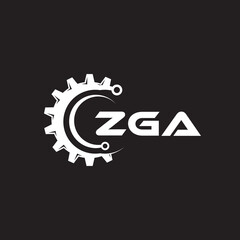 ZGA letter technology logo design on black background. ZGA creative initials letter IT logo concept. ZGA setting shape design.

