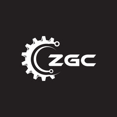 ZGC letter technology logo design on black background. ZGC creative initials letter IT logo concept. ZGC setting shape design.
