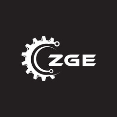 ZGE letter technology logo design on black background. ZGE creative initials letter IT logo concept. ZGE setting shape design.
