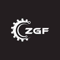 ZGF letter technology logo design on black background. ZGF creative initials letter IT logo concept. ZGF setting shape design.
