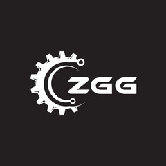 ZGG letter technology logo design on black background. ZGG creative initials letter IT logo concept. ZGG setting shape design.
