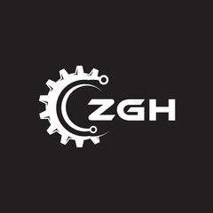 ZGH letter technology logo design on black background. ZGH creative initials letter IT logo concept. ZGH setting shape design.
