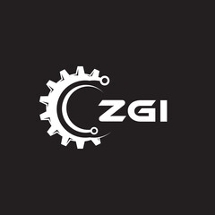 ZGI letter technology logo design on black background. ZGI creative initials letter IT logo concept. ZGI setting shape design.
