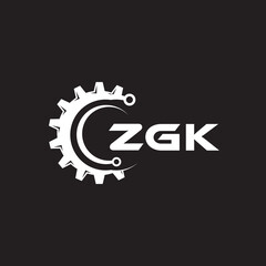 ZGK letter technology logo design on black background. ZGK creative initials letter IT logo concept. ZGK setting shape design.
