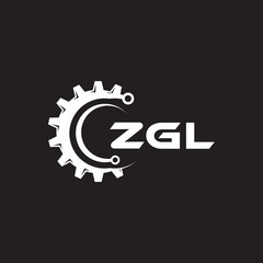 ZGL letter technology logo design on black background. ZGL creative initials letter IT logo concept. ZGL setting shape design.

