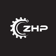 ZHP letter technology logo design on black background. ZHP creative initials letter IT logo concept. ZHP setting shape design.
