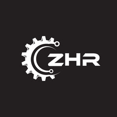 ZHR letter technology logo design on black background. ZHR creative initials letter IT logo concept. ZHR setting shape design.
