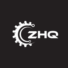 ZHQ letter technology logo design on black background. ZHQ creative initials letter IT logo concept. ZHQ setting shape design.
