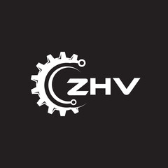 ZHV letter technology logo design on black background. ZHV creative initials letter IT logo concept. ZHV setting shape design.
