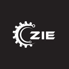 ZIE letter technology logo design on black background. ZIE creative initials letter IT logo concept. ZIE setting shape design.
