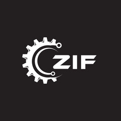 ZIF letter technology logo design on black background. ZIF creative initials letter IT logo concept. ZIF setting shape design.
