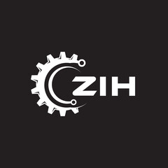 ZIH letter technology logo design on black background. ZIH creative initials letter IT logo concept. ZIH setting shape design.
