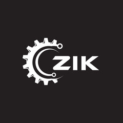 ZIK letter technology logo design on black background. ZIK creative initials letter IT logo concept. ZIK setting shape design.
