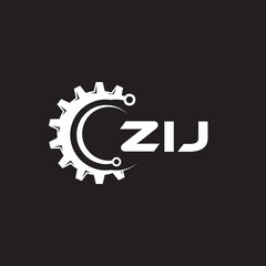 ZIJ letter technology logo design on black background. ZIJ creative initials letter IT logo concept. ZIJ setting shape design.
