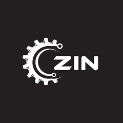ZIN letter technology logo design on black background. ZIN creative initials letter IT logo concept. ZIN setting shape design.
