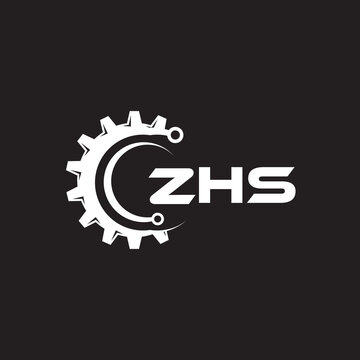 ZHS letter technology logo design on black background. ZHS creative initials letter IT logo concept. ZHS setting shape design.
