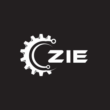 ZIE letter technology logo design on black background. ZIE creative initials letter IT logo concept. ZIE setting shape design.
