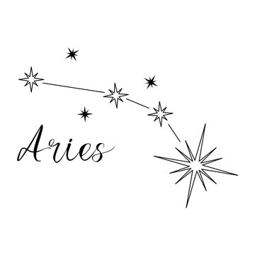 Constellation of Aries. Black and white stars on a white background