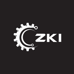 ZKI letter technology logo design on black background. ZKI creative initials letter IT logo concept. ZKI setting shape design.
