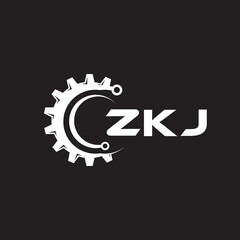 ZKJ letter technology logo design on black background. ZKJ creative initials letter IT logo concept. ZKJ setting shape design.
