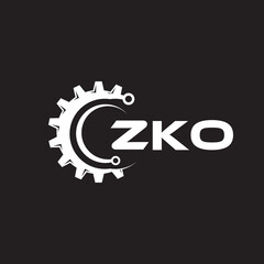 ZKO letter technology logo design on black background. ZKO creative initials letter IT logo concept. ZKO setting shape design.
