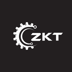 ZKT letter technology logo design on black background. ZKT creative initials letter IT logo concept. ZKT setting shape design.
