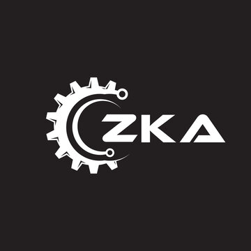 ZKA letter technology logo design on black background. ZKA creative initials letter IT logo concept. ZKA setting shape design.
