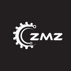 ZMZ letter technology logo design on black background. ZMZ creative initials letter IT logo concept. ZMZ setting shape design.
