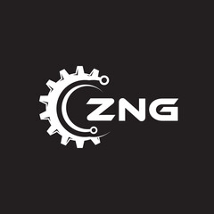 ZNG letter technology logo design on black background. ZNG creative initials letter IT logo concept. ZNG setting shape design.
