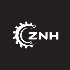 ZNH letter technology logo design on black background. ZNH creative initials letter IT logo concept. ZNH setting shape design.
