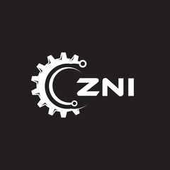 ZNI letter technology logo design on black background. ZNI creative initials letter IT logo concept. ZNI setting shape design.

