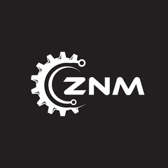 ZNM letter technology logo design on black background. ZNM creative initials letter IT logo concept. ZNM setting shape design.
