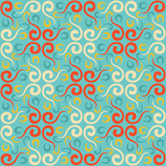 Seamless tile pattern in traditional style. Simple abstract spiral shapes. Flat vector graphics.