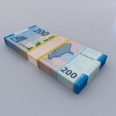3D Money of Azerbaijani manat. two hundred Azerbaijani manat. 3D render.