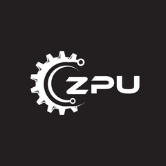 XPU letter technology logo design on black background. XPU creative initials letter IT logo concept. XPU setting shape design.
